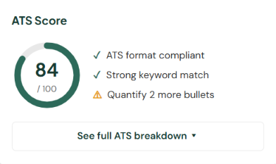Elevait features section ats score