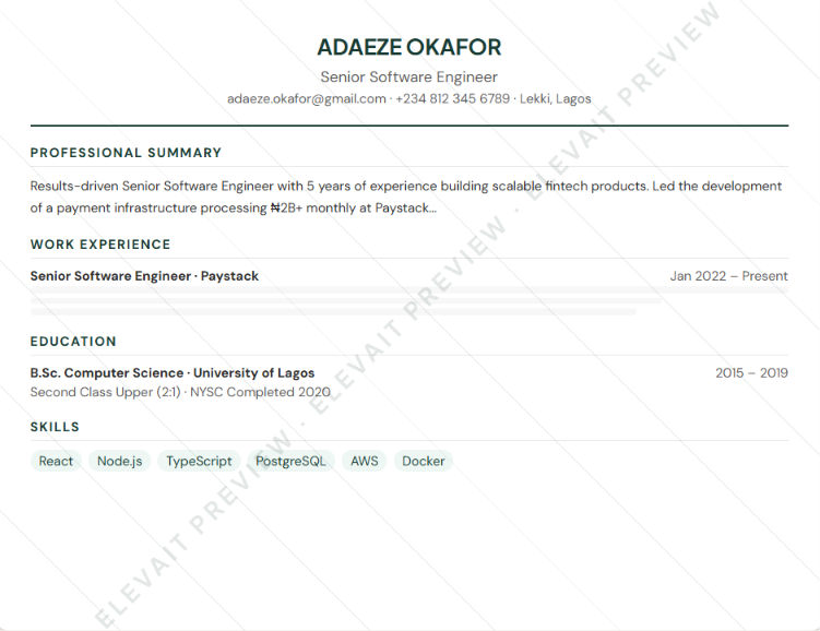 Elevait homepage hero section cv