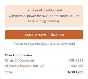 elevait cv builder AI credit top up elevait cv builder AI credit top up
